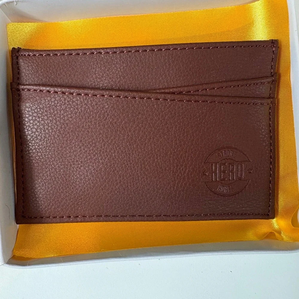 Strong Hero Honest Brown Leather Card Holder Wallet Slim Minimalist‎ NIB